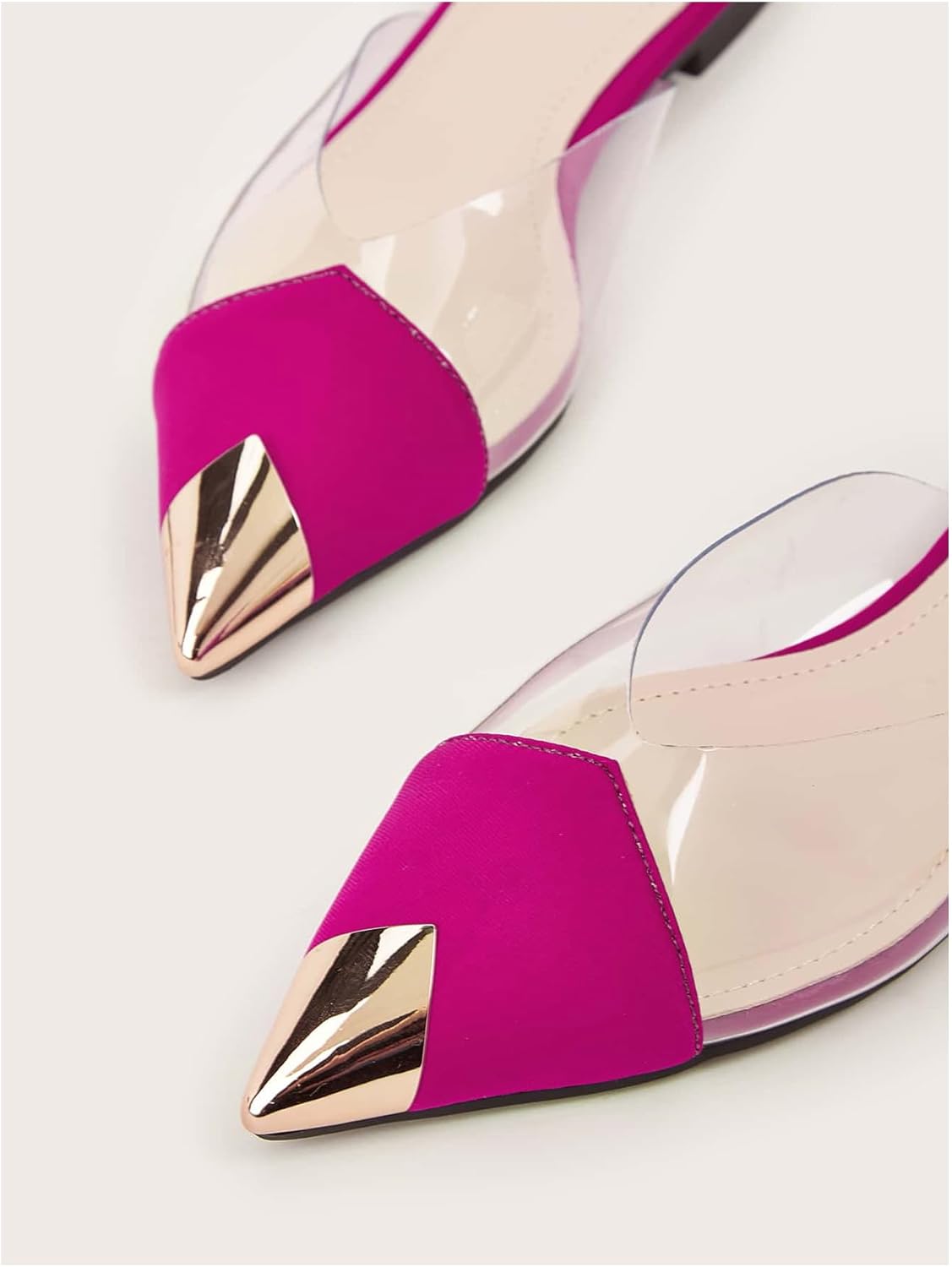 OYOANGLE Women's Metallic Transparent PVC Pointed Toe Flat Shoes Slip On Casual Outdoor Flat Mules - Image 3