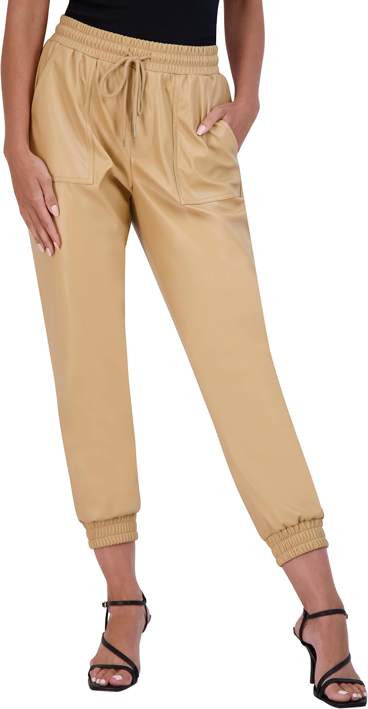 BCBGenerationWomen's Faux Leather Joggers with Drawstring