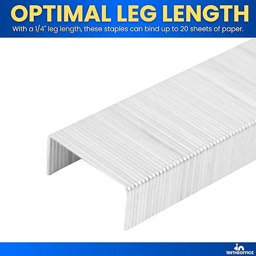 Miniatura 3 de 1InTheOffice Grapas de oficina estándar, longitud de pierna de 1/4 de pulgada, 5,000 grapas/paquete, paquete de 10