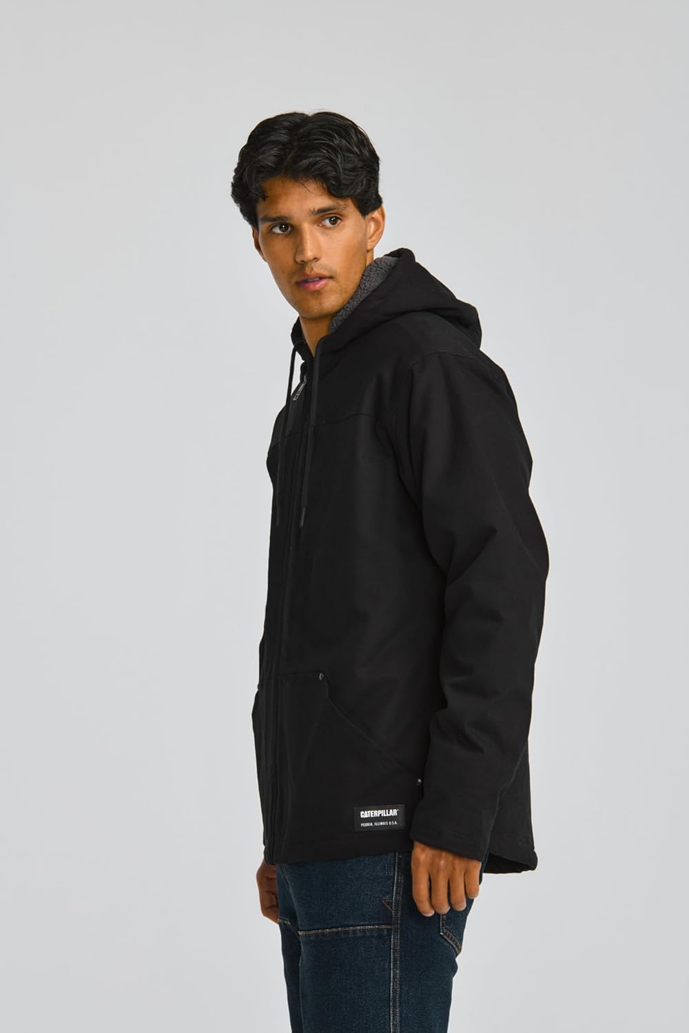 CAT Workwear Men's Caterpillar Hooded Sherpa Lined Zip Up Jacket - Image 2