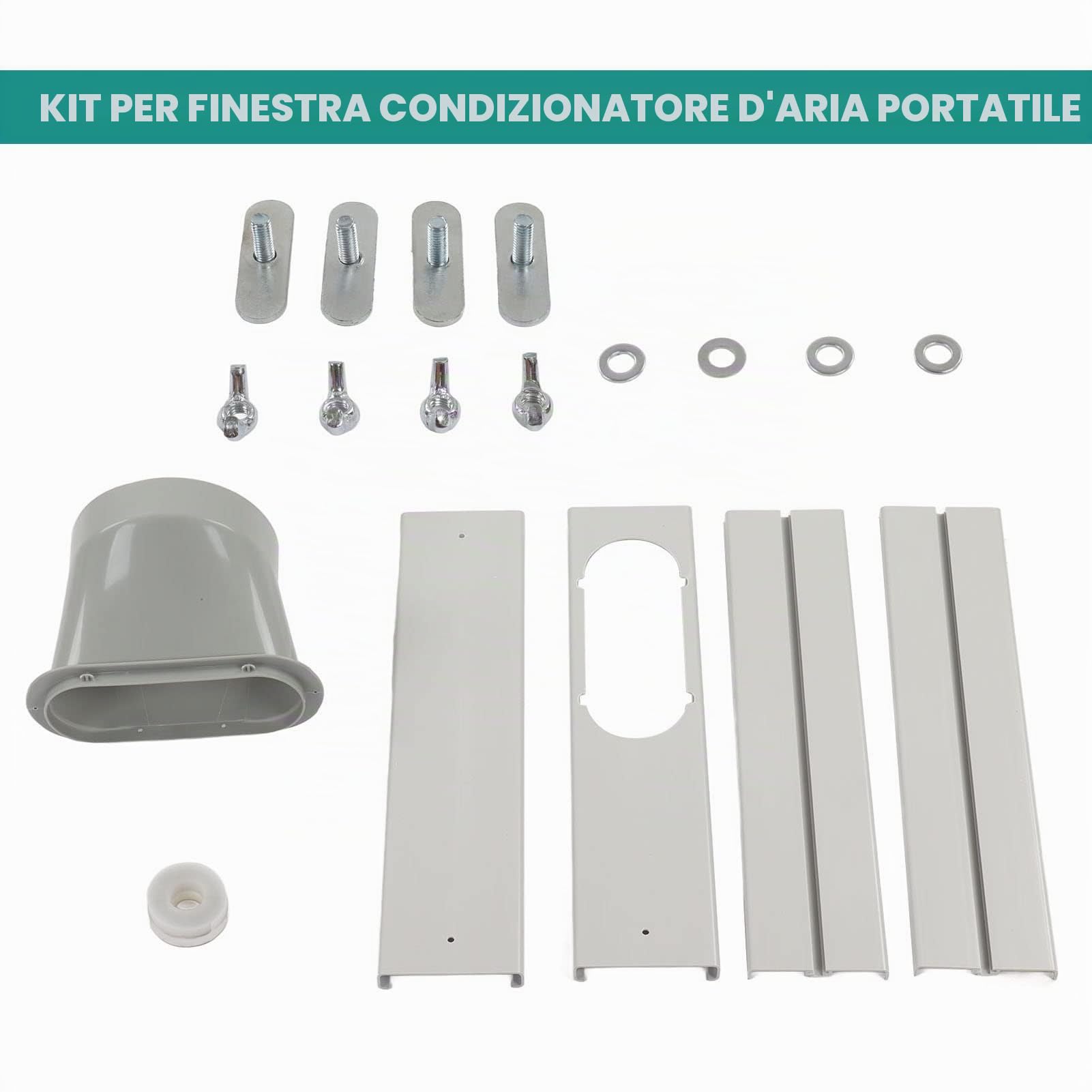 Kit Finestra per Condizionatore D'aria Portatile Aggiornamento Condotto di Scarico Push-pull Deflettore Retrattile per Tubo da 150 Mm