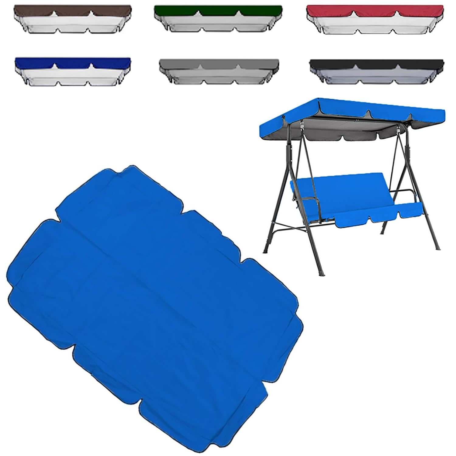 Toit De Rechange pour Balancelle Balançoire De Jardin, Générique Toit de Rechange pour Balancelle de Jardin, Housse de Remplacement Extérieure(Blue,210x145x18cm/82.7x57x7in)