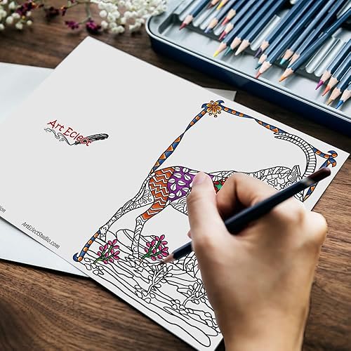 Miniatura 2 de Art Eclect Tarjetas de felicitación y agradecimiento para colorear de la naturaleza diseños de animales de vida silvestre Zentangle 10 tarjetas con