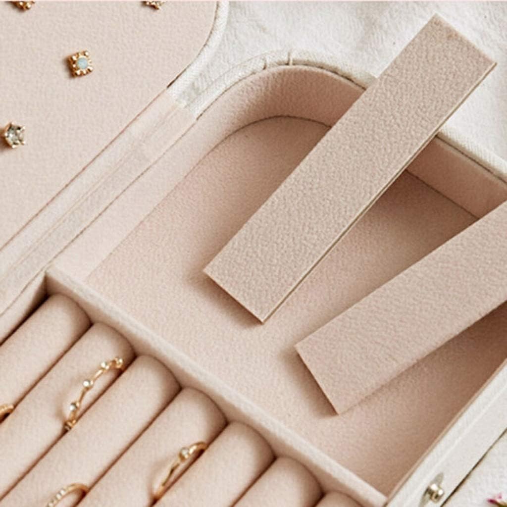 Girls Jewelry Box Jewelry Organizer Jewelry Cabinet Portable Jewelry Box Button Leather Storage with Zipper Universal Jewelry Organizer Display Watch Box () ()