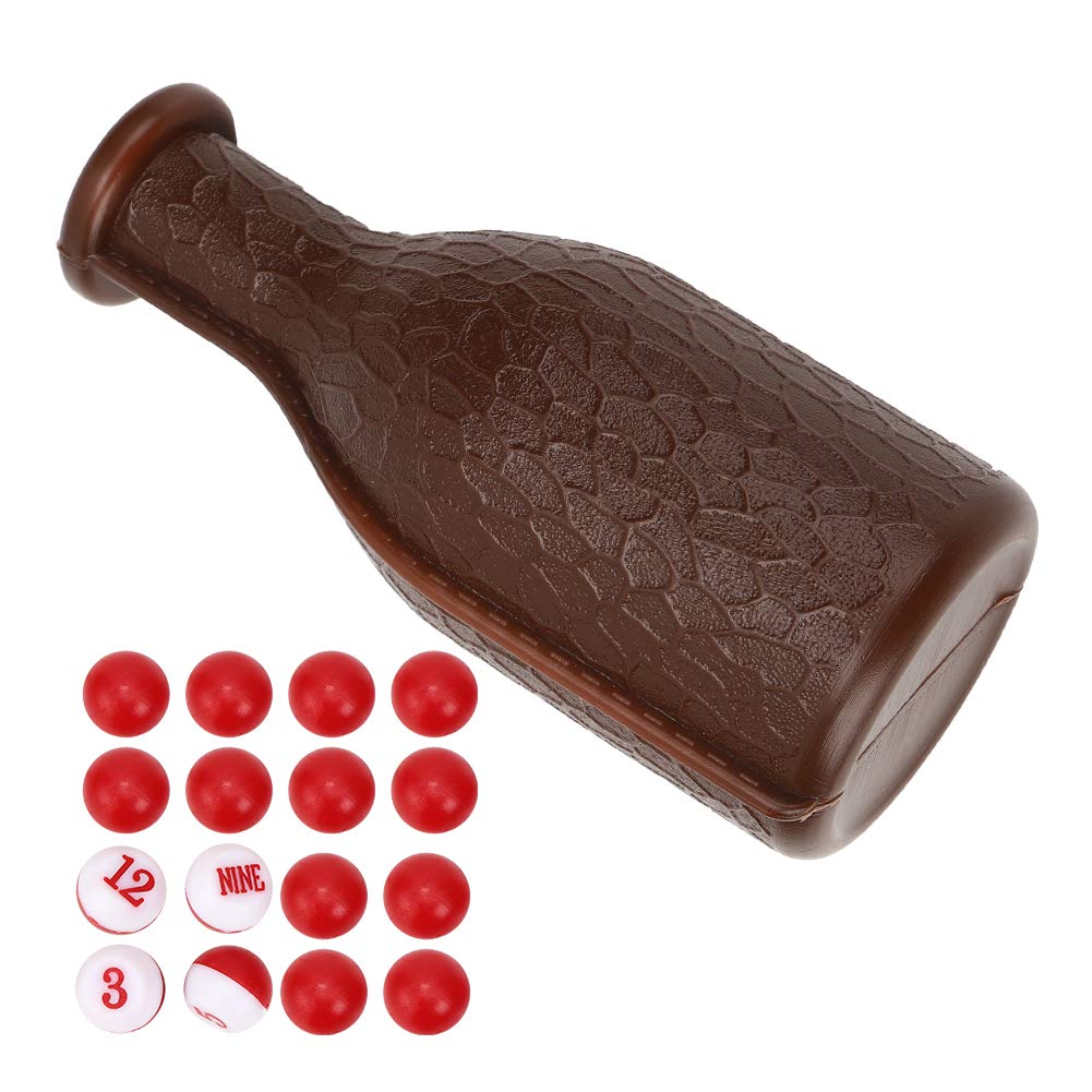 POENVFPO Billiard Shaker Bottle, with 16 Numbered Tally Balls, Rubber, Suitable for, Pea and Entertainment (Brown)