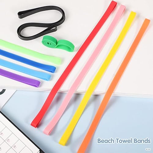 Miniatura 9 de 10 bandas de toalla de silicona para toallas de playa, bandas de goma grandes elásticas para sillas de playa, accesorios de crucero (0.7 x 12
