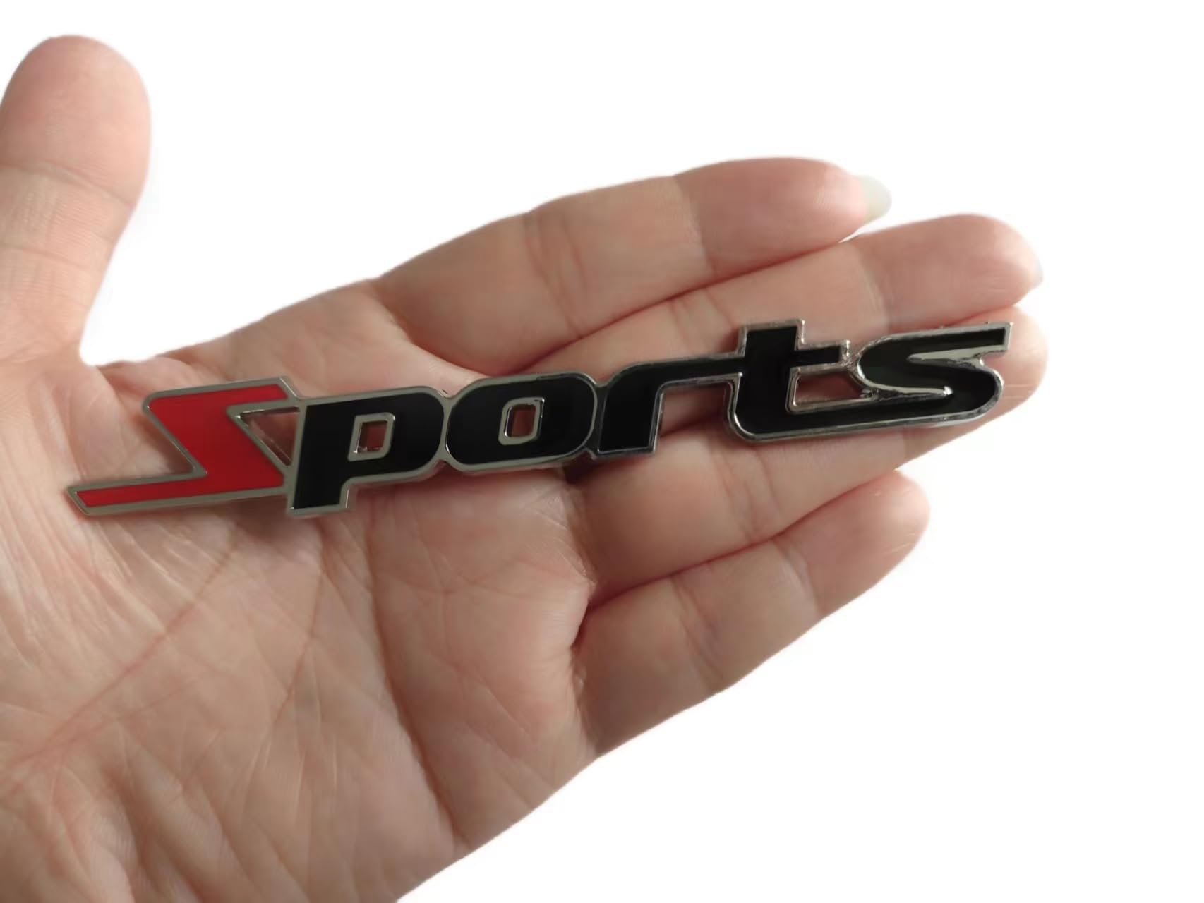 2 Emblemi Sportivi 3D Per Auto WEERSHUN – Adesivi Metallo Con Scritta "Sports", Colore Nero/Rosso, Adatti Per Camion, SUV E Pickup