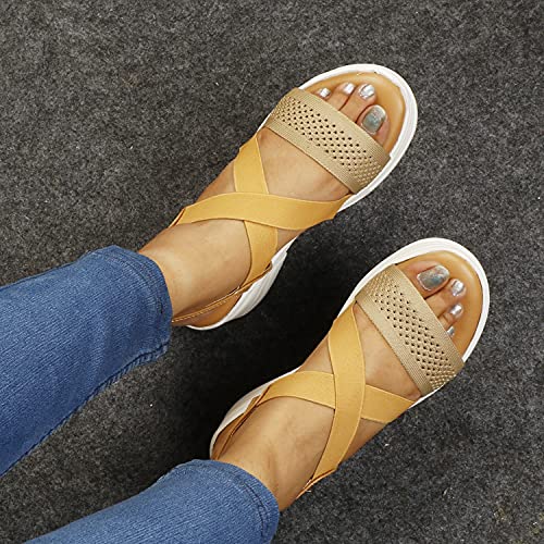 Image of Stylish Girl's High Heel Criss Cross Chunky Sole Casual Fashion Wedges Sandal For Women /Girls Ankle Strep Sandal