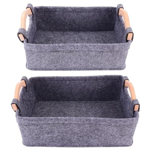 Toyvian Panier De Rangement En Feutre Lot De 2 Organisateur De Bureau Avec Poignées Pour Livres Journaux Magazines Et Fournitures Pour Salon Salle De Bain Placard Et Voiture 13.00 X 8.86 X 4.53 in