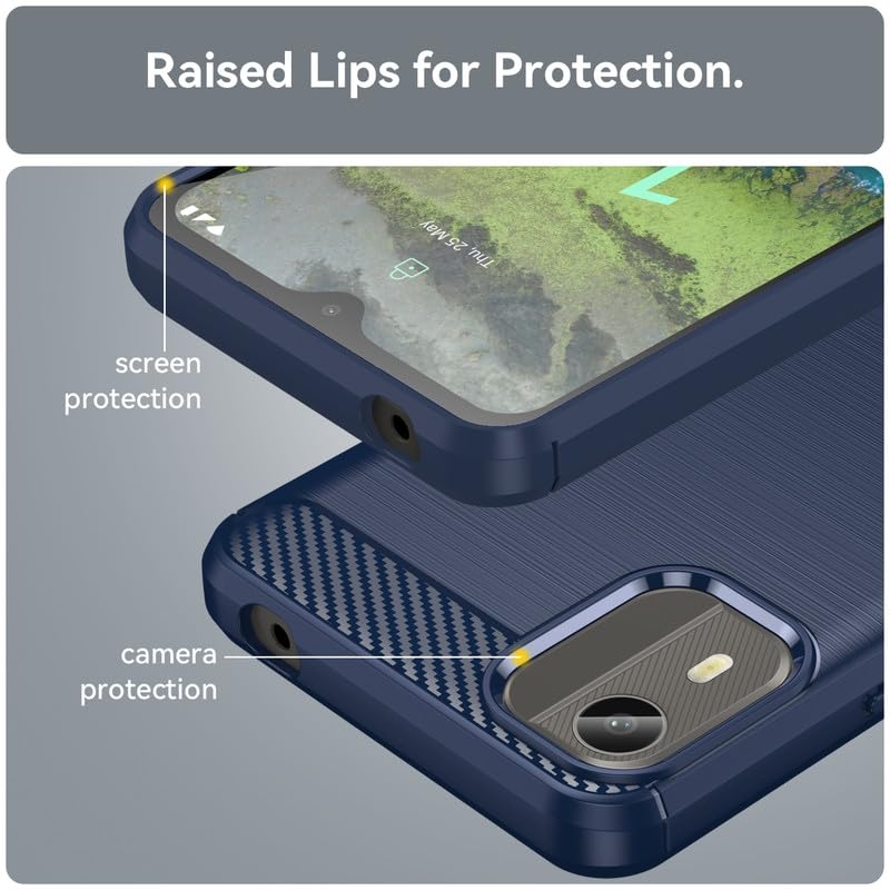 Image of Hybrid Carbon Fiber Back Case for Nokia C12 / C12 Pro (Blue)