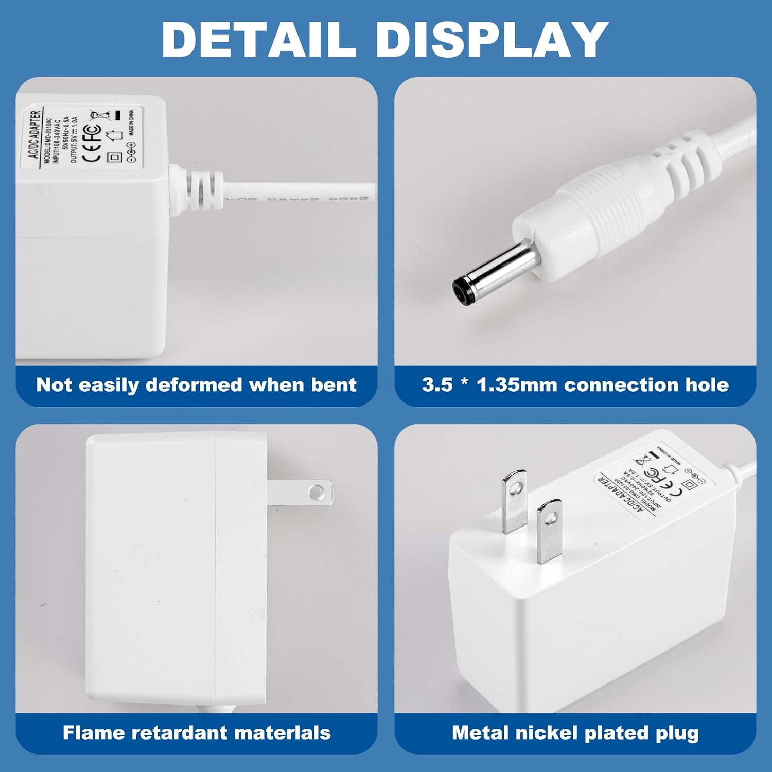 for 6V1A Charger Replacement Compatible with HelloBaby HB30 HB50 HB66 HB6550 Baby Camera Monitor. Hellobaby Monitor Charger for Indoor use.