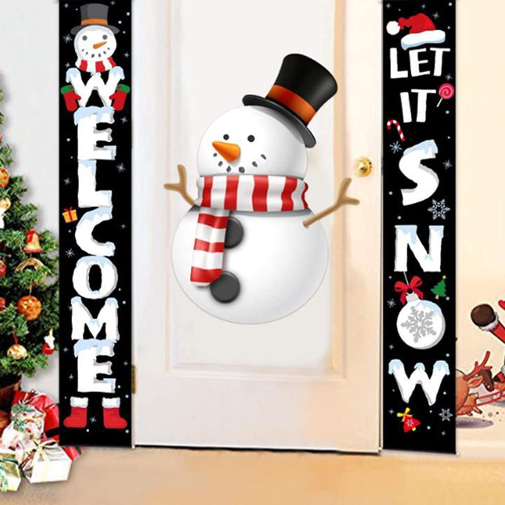 URMAGIC 2 Pcs Christmas Decorations Outdoor Indoor, Christmas Porch Sign Hanging Door Banners for Indoor Outdoor Front Door Wall Xmas Christmas Decoration