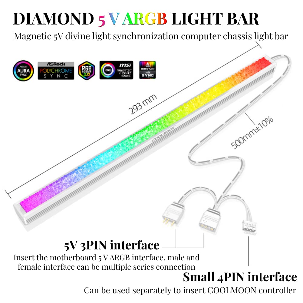 Zunate Striscia LED RGB Per PC 40cm Magnetica 5V ARGB Con 365 Effetti - Aura SYNC - 2