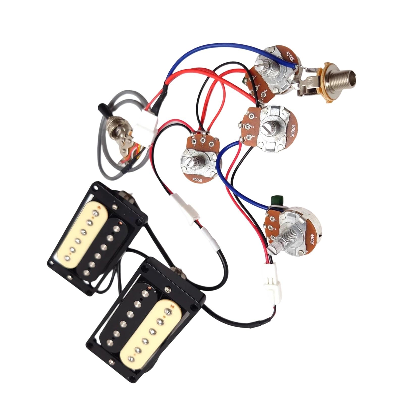 Przetworniki Alnico 2 Humbucker Do Gitar Z Wiązką Przewodów 2V2T I Zestawem Złączy 2C Uprząż gitarowa(Zb)