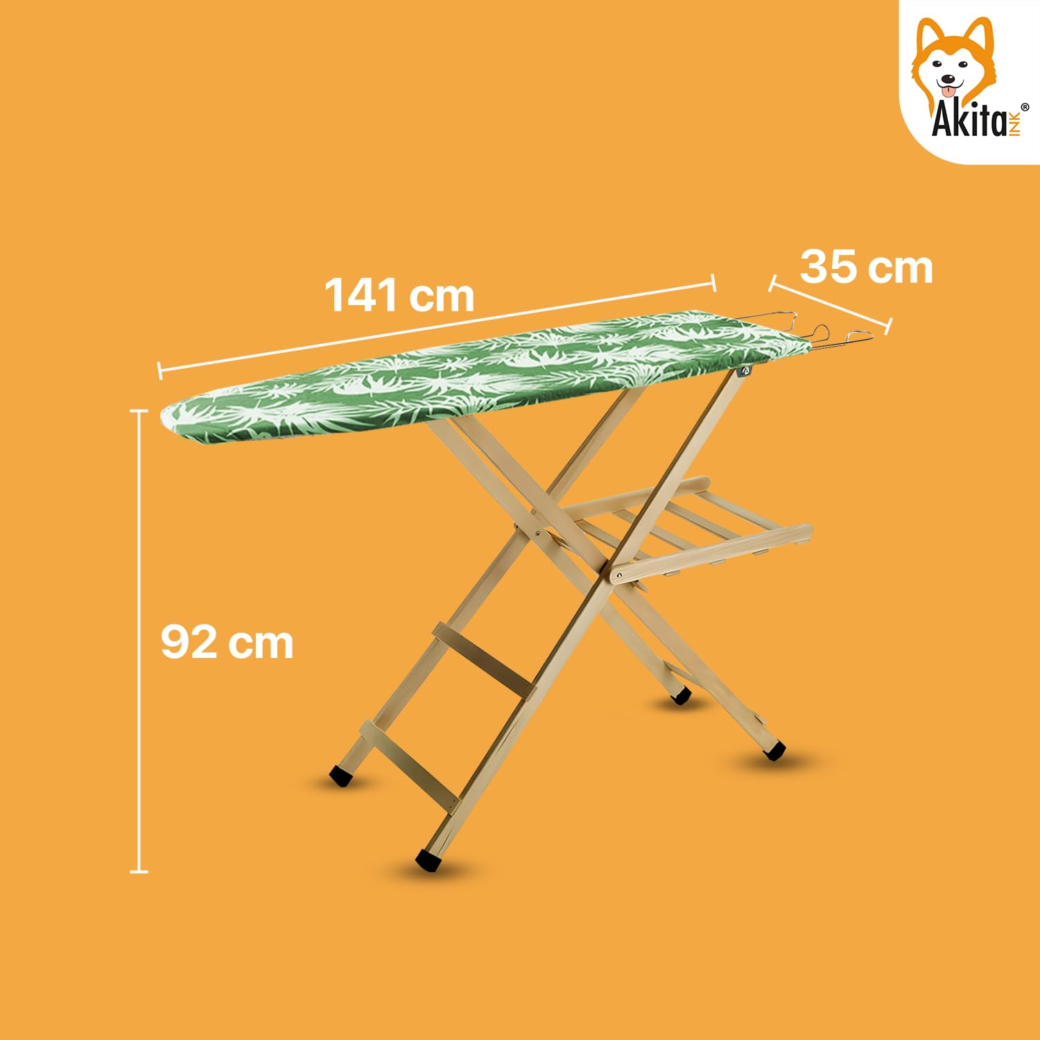 Asse da Stiro in Legno di Faggio 100%, Tavola da Stiro Regolabile e Pieghevole, Salvaspazio, Dimensioni 35x141,5x92h, Leggera e Resistente (NATURALE)