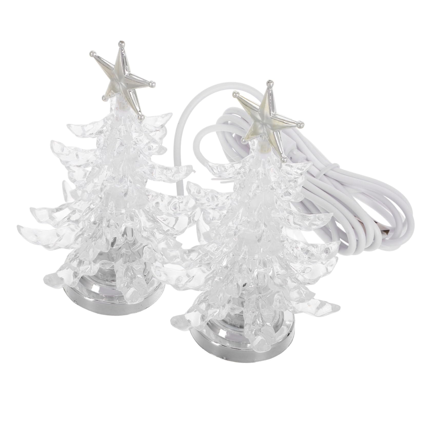 PRETYZOOM 2Pcs Christmas Shaped Lamp Chic Night Light for Home Decor Unique Bedside Light for Bedroom Room Parties Holiday Decor Silver