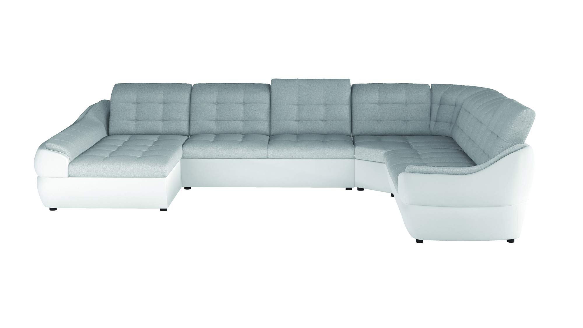BMF "INFINITY XL" WHITE GREY 6SEATER EXTRA LARGE FAUX LEATHER & FABRIC