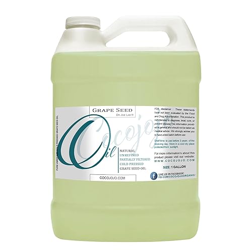 Dr Joe Lab Aceite de semilla de uva de 128 onzas, 100% puro, natural, prensado en frío, sin refinar, aceite de semilla de uva extra virgen, 1 galón,