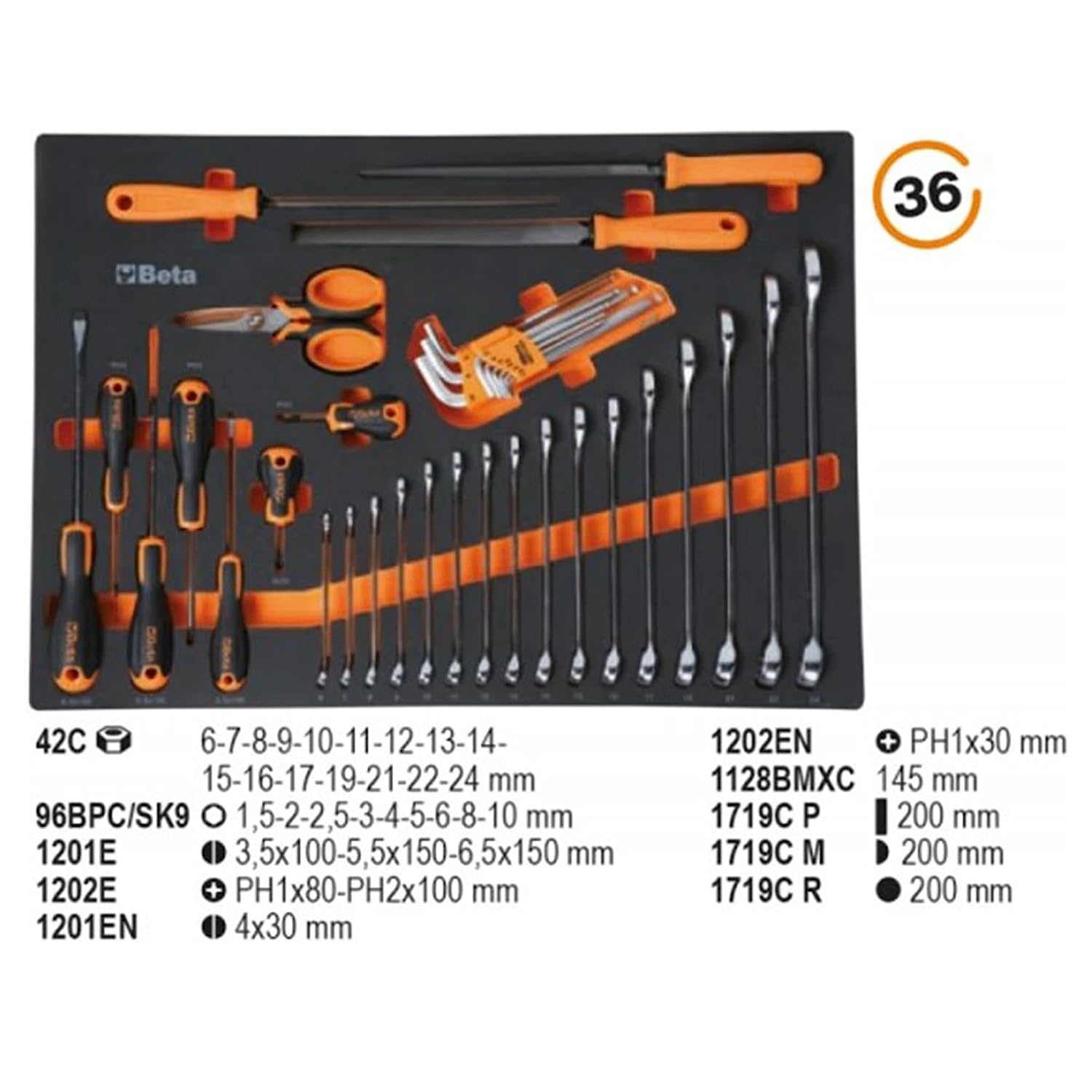 Beta Cassettiera 6 cassetti con assortimento 196 utensili C04BOX VU M. 024002201