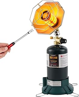 Propane Heater 6200BTU, Camping Portable Outdoor Heater with USB Lighter and Cylinder Stand, for