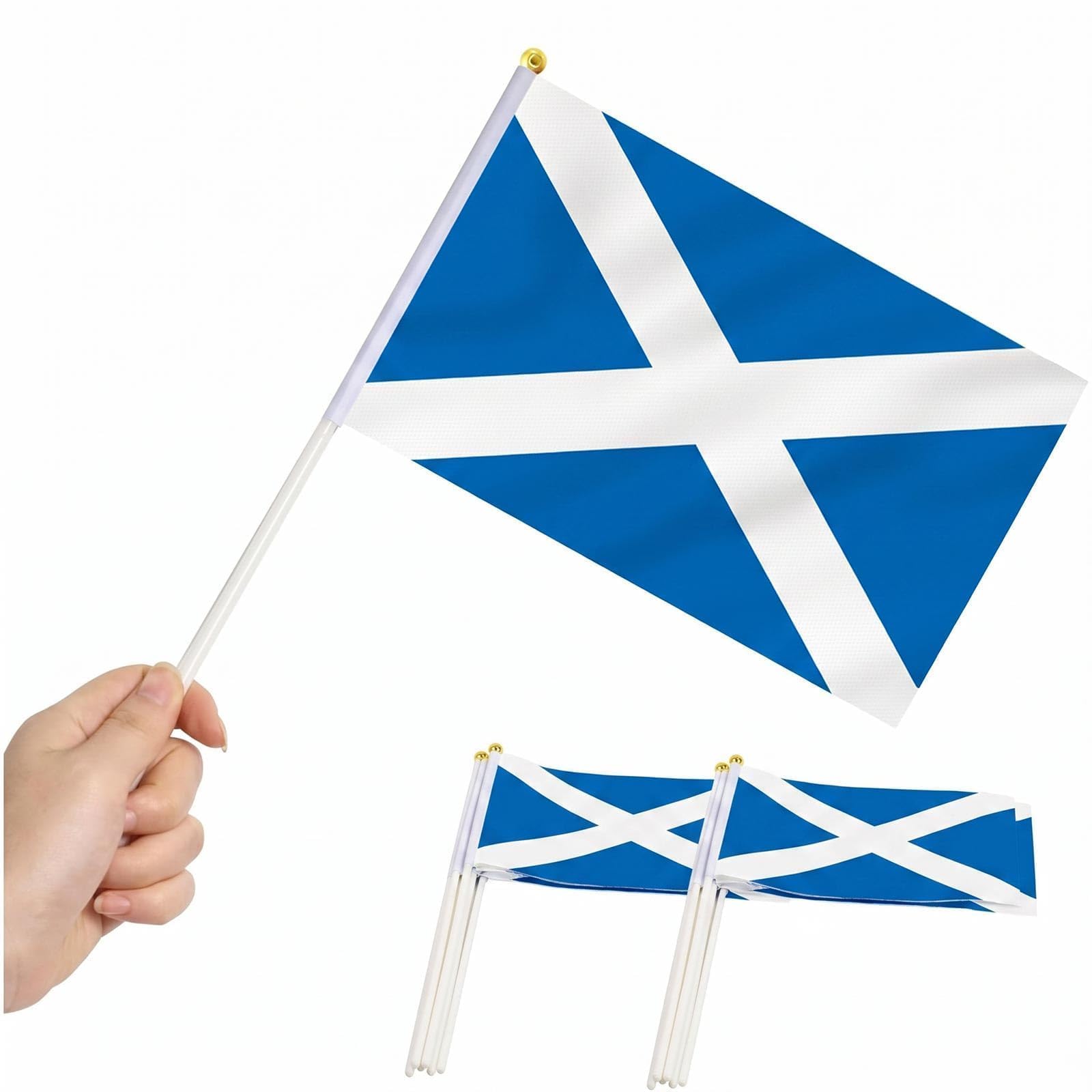 20 Pcs Scotland Handheld Flags with Plastic Stick, 5.5 x 8.2 Inch Small Scotland Waving Mini Flags, Ideal for 2026 World Cup, National Day, Cultural Events, School Activities and Fan Celebrations