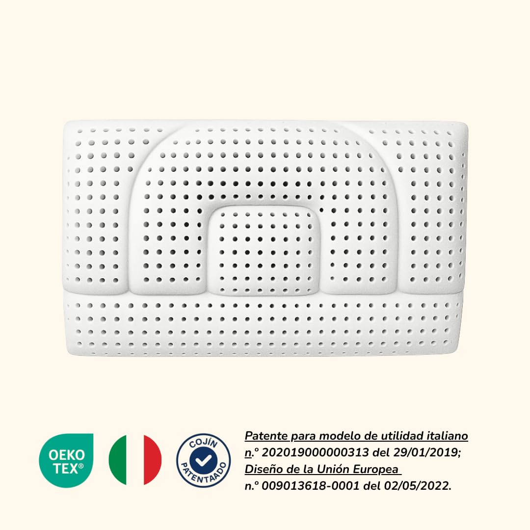 Almohada cervical de espuma viscoelástica – Almohada ortopédica patentada con dos alturas – Alivio del dolor de cuello – Transpirable, antiacaros, hipoalergénica, antirronquidos (Baja - 12 Cm) | Cojín ergonómico transpirable (70 x 40 cm) | Disponible en a