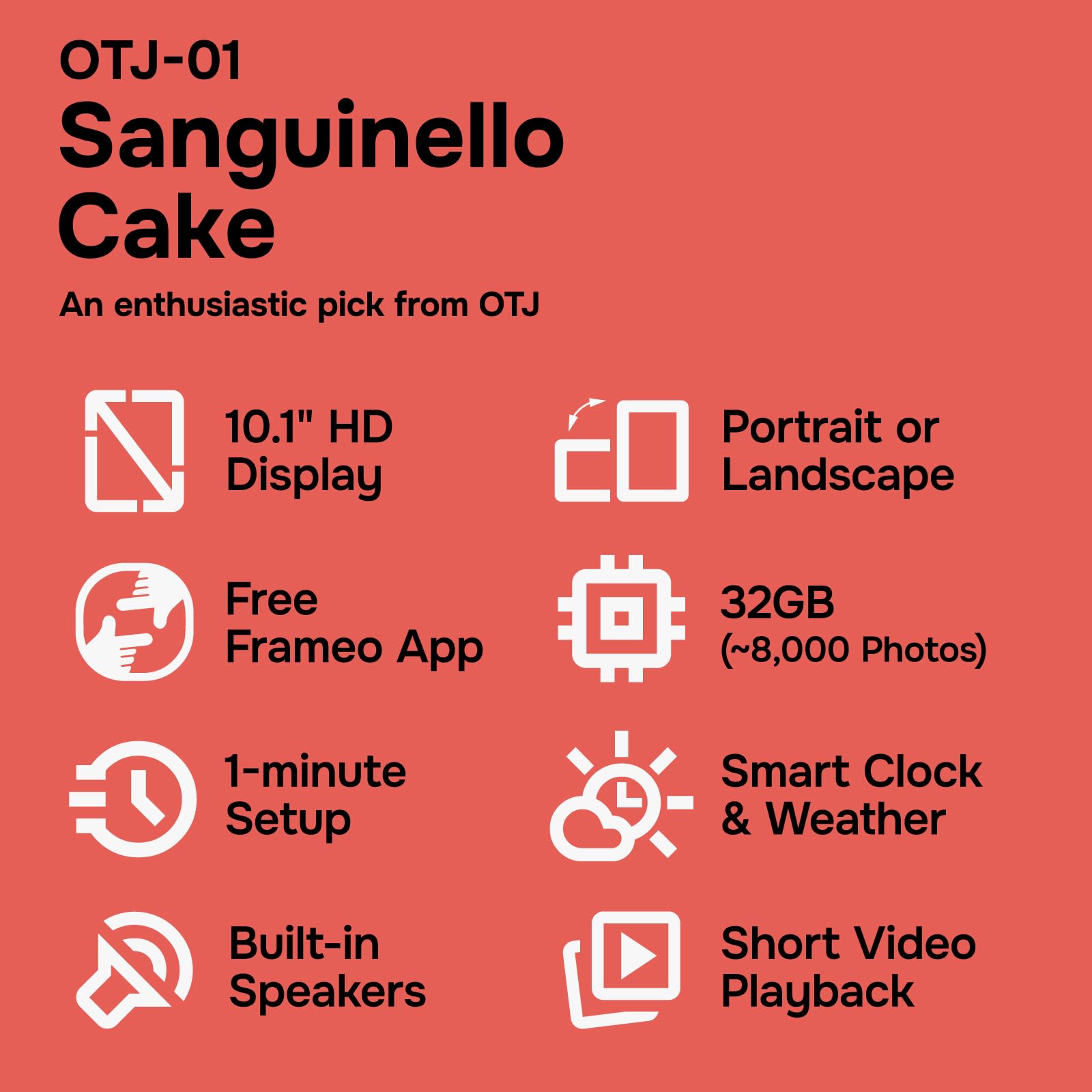 OTJ Frameo - Cornice digitale da 10,1 pollici, 32 GB, WiFi, cornice per foto smart per regali e display per la casa, condividi le foto istantaneamente tramite app, compleanno per mamma, papà, nonni