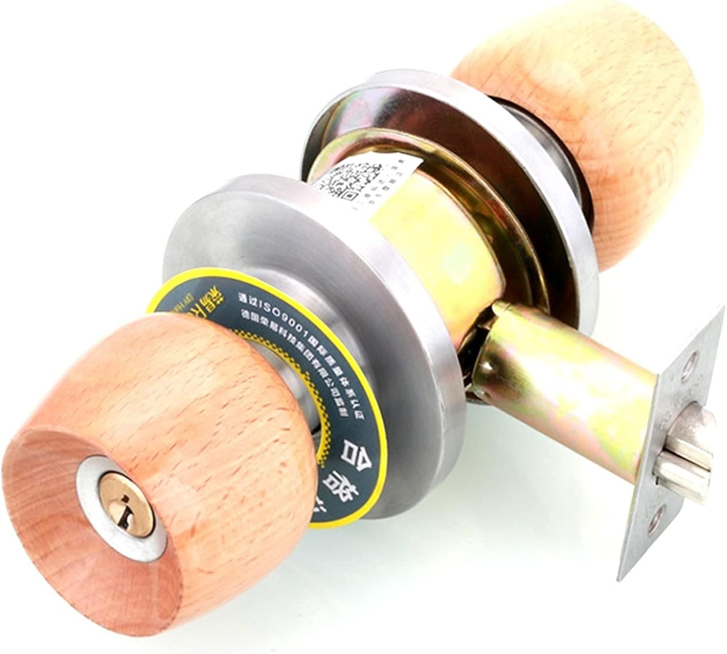 Wooden Handle Door Lock Knob with Keys for Office Bedroom Women Bag Room Door Hardware DIY 1Pcs