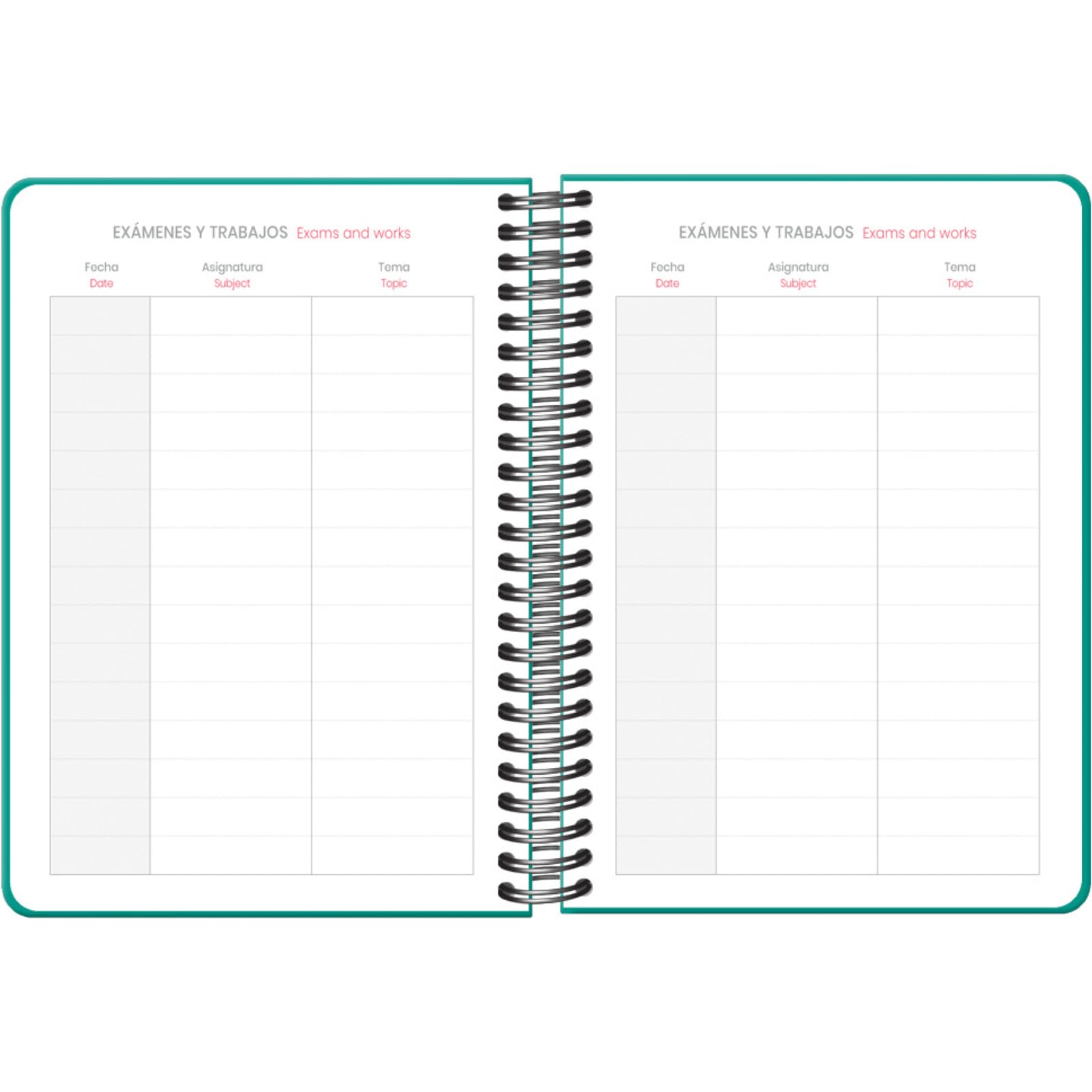 Dohe, School Planner 2025 2026, Week to View, A5 Size (15x21 cm), Spanish and English, Double Spiral Binding and Elastic Band - Image 4