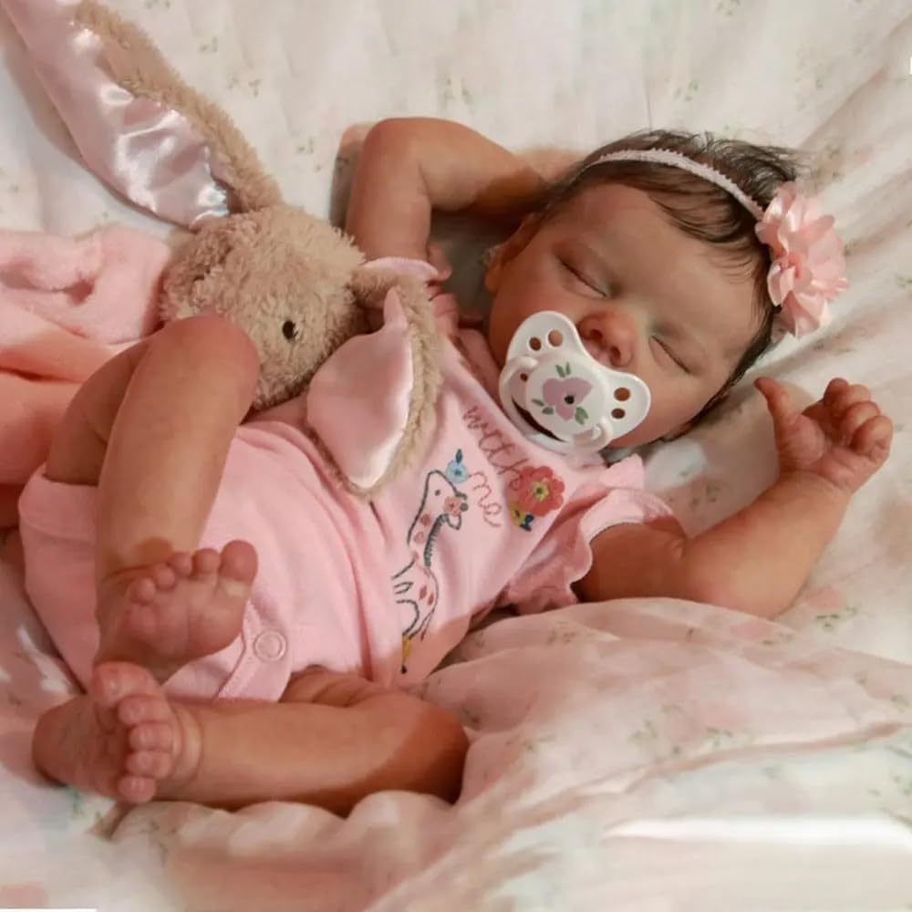 RXDOLL Bambola Reborn Realistica 48 Cm – Neonato In Vinile Con Corpo Posabile, Capelli Radicati A Mano – Giocattolo Regalo