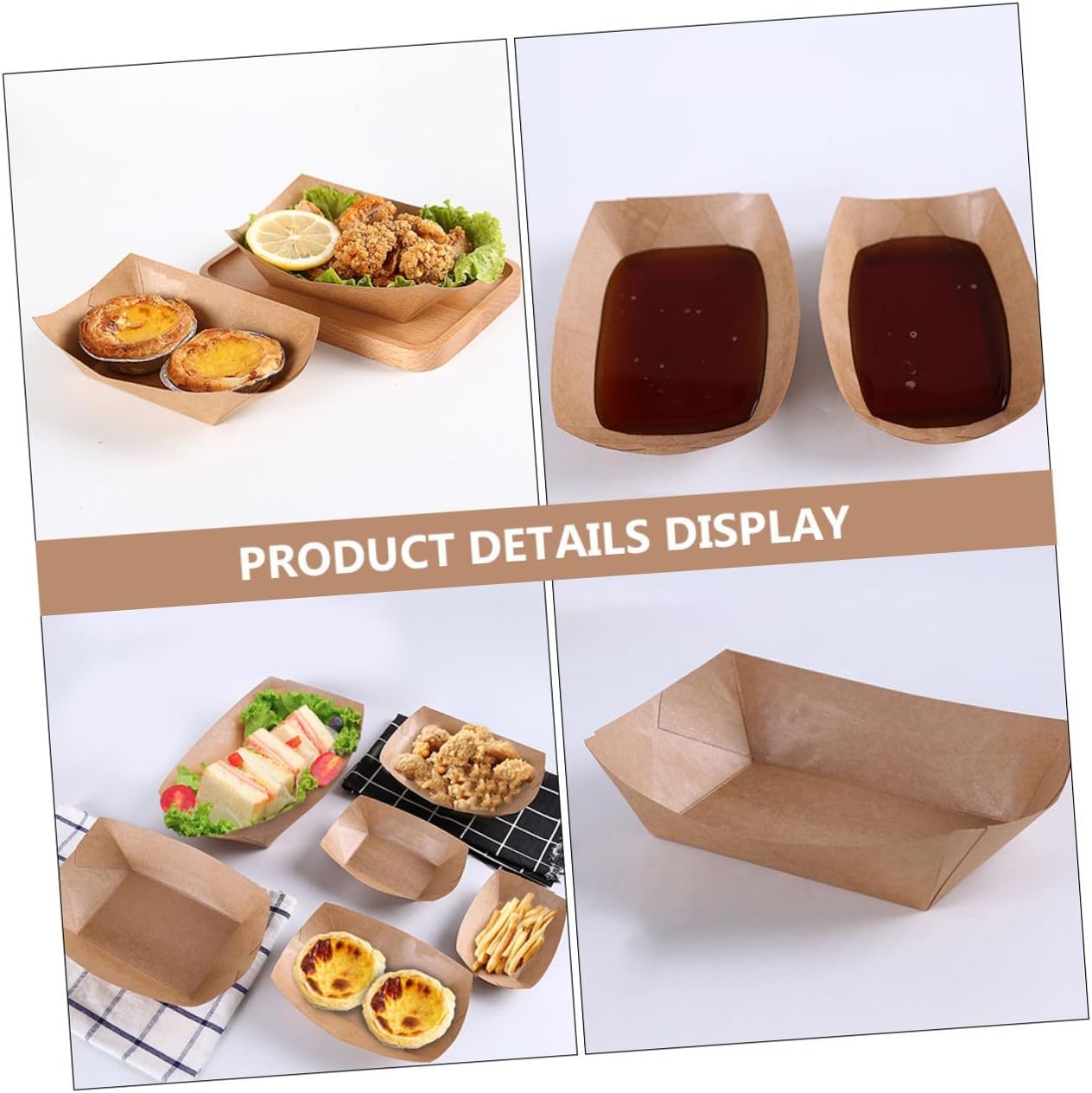 100 Pcs Kraft Paper French Fries Storage Boxes Oil-proof Disposable Fried Chicken Snack Containers Takeout Food Paper Holders