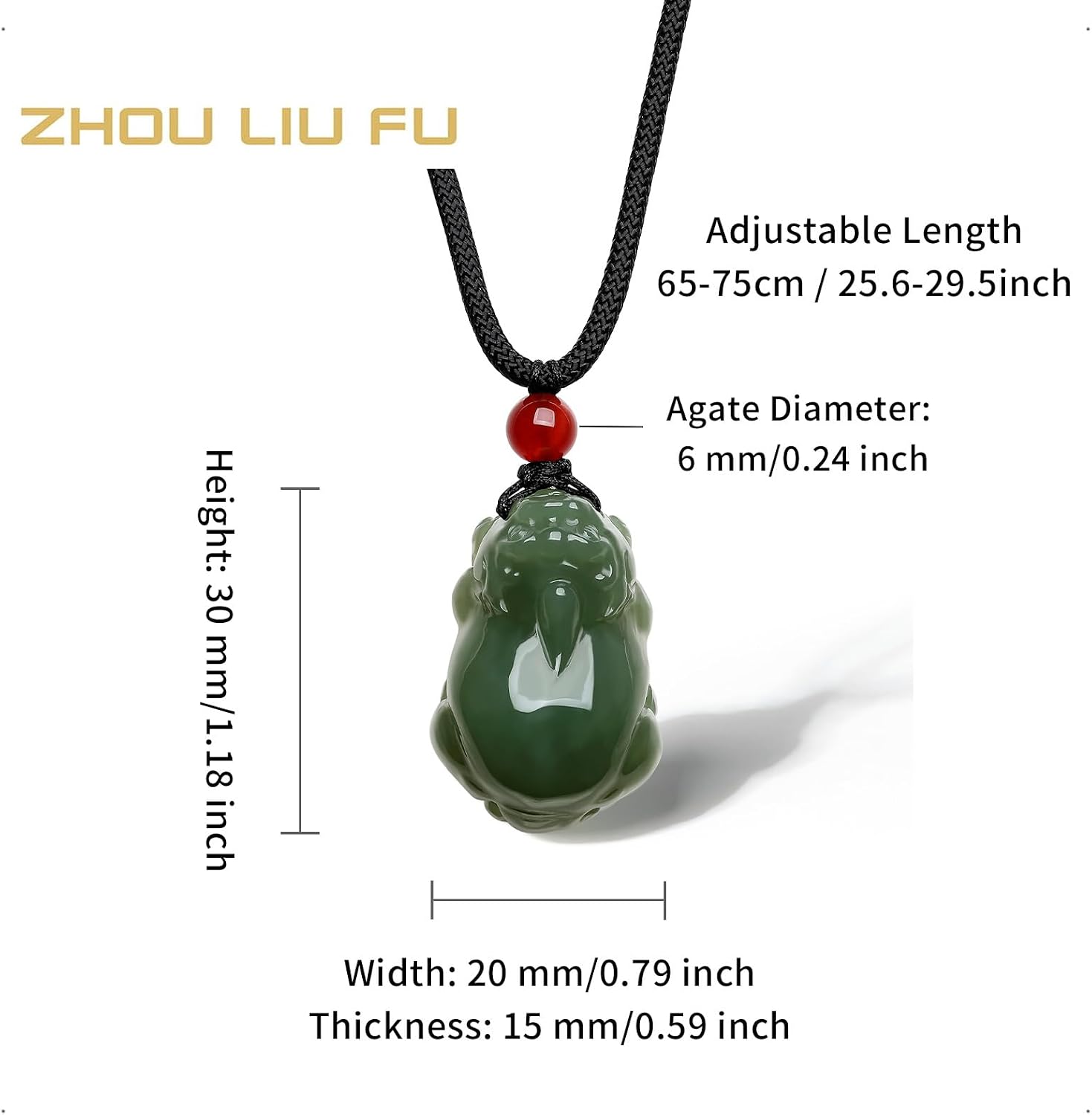 Natural Hetian Green Jade Pendant Necklace Pixiu Jade Pendants Blessing Necklace Agate Bead Gemstone Healing Feng Shui Jewelry for Women Men Friends Birhtday 25.6-29.5"(65-75cm)