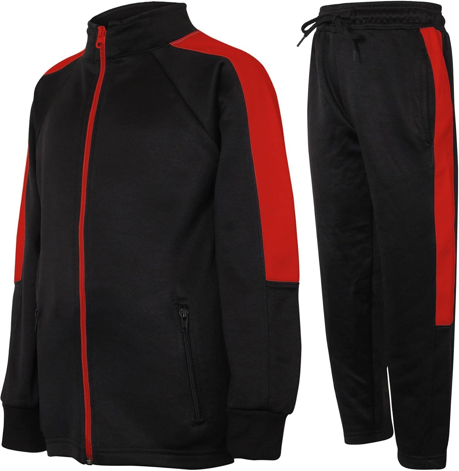 Kids Girls Boys Fleece Tracksuit School PE Kit Contrast Jogging Bottoms & Hoodie