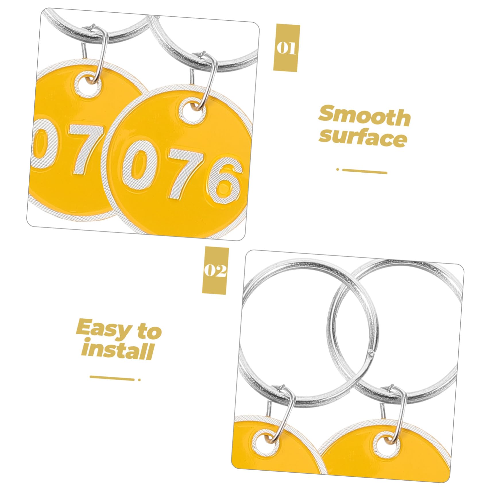 Gatuida Etichette di Stoccaggio in Alluminio Numeri Targhette Metalliche per Bagagli e Portachiavi per Ogni Numero da Colore Giallo