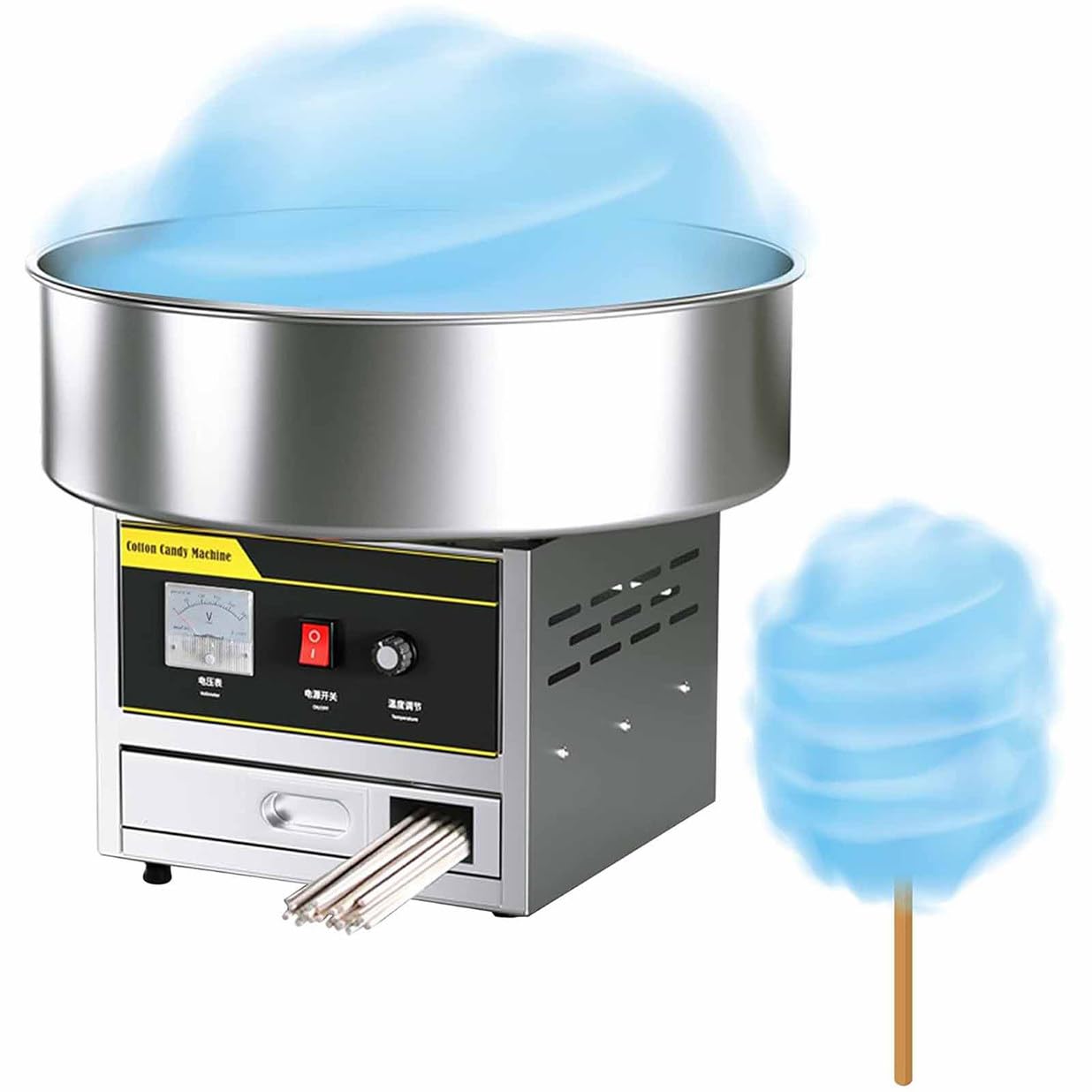 Máquina Eléctrica De Algodón De Azúcar 1200 W, Máquina Comercial De Algodón De Azúcar Para Montar Puestos, Máquina Para Hacer Algodón De Azúcar, Aperitivos Divertidos Para Cocinar Fiestas Silver
