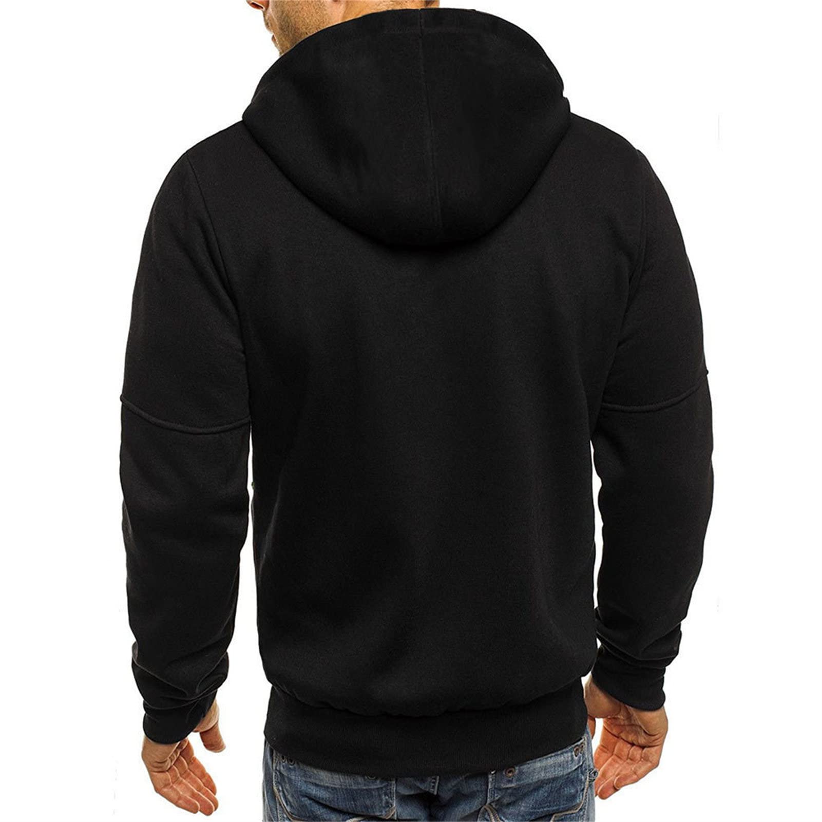 Maiyifu-GJ Fleece Hoodies for Men Long Sleeve Full Zip Up Sports Sweatshirt Lightweight Slim Fit Hoodie with Zip Pockets (Black,Small)