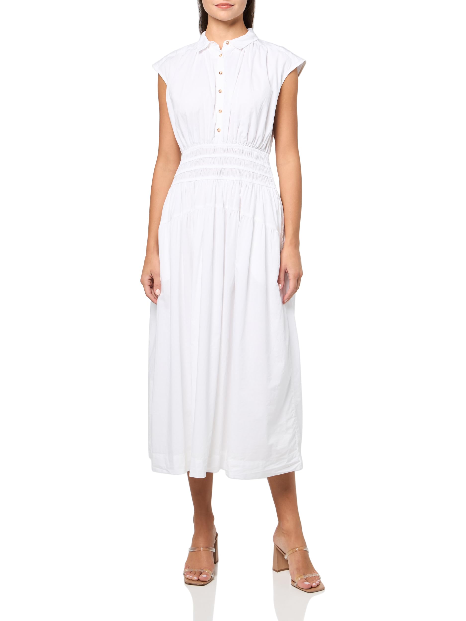 Lucky Brand Women's Smocked Dropped Waist Midi Dress, Bright White, Medium  : Amazon.ca: Clothing, Shoes & Accessories