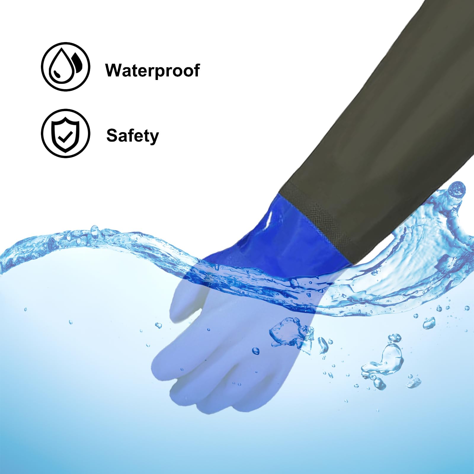 Gants Longs Gants En PVC Avec Manches, Gants De Travail Caoutchouc - 60