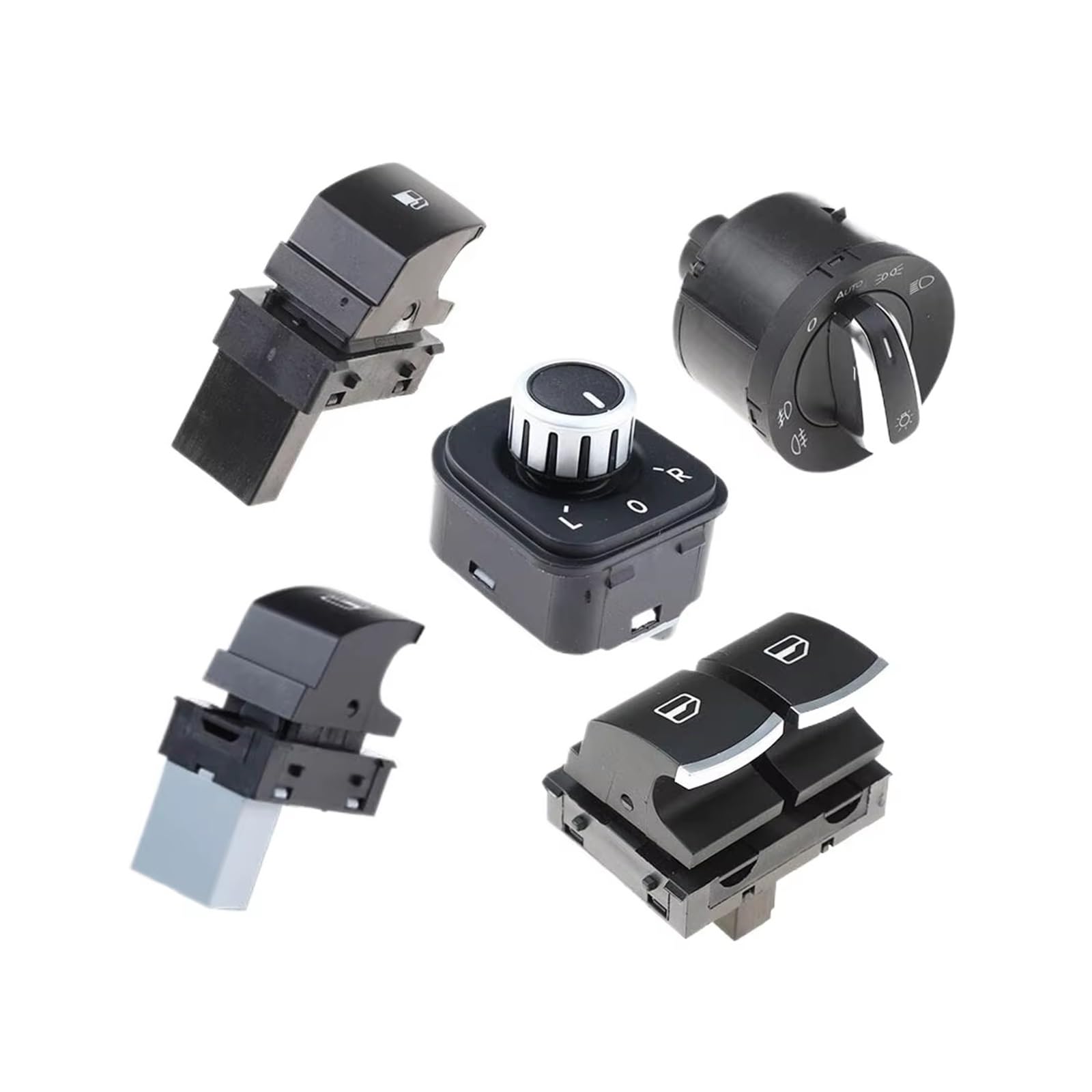 Per VW Per Golf MK5 MK6 Per Passat B6 5x 5ND959855 5K3959857 5ND959565B 1KD959833 5ND941431B Faro Interruttore + Power Window Master Pulsante Commutazione Specchietto Retrovisore