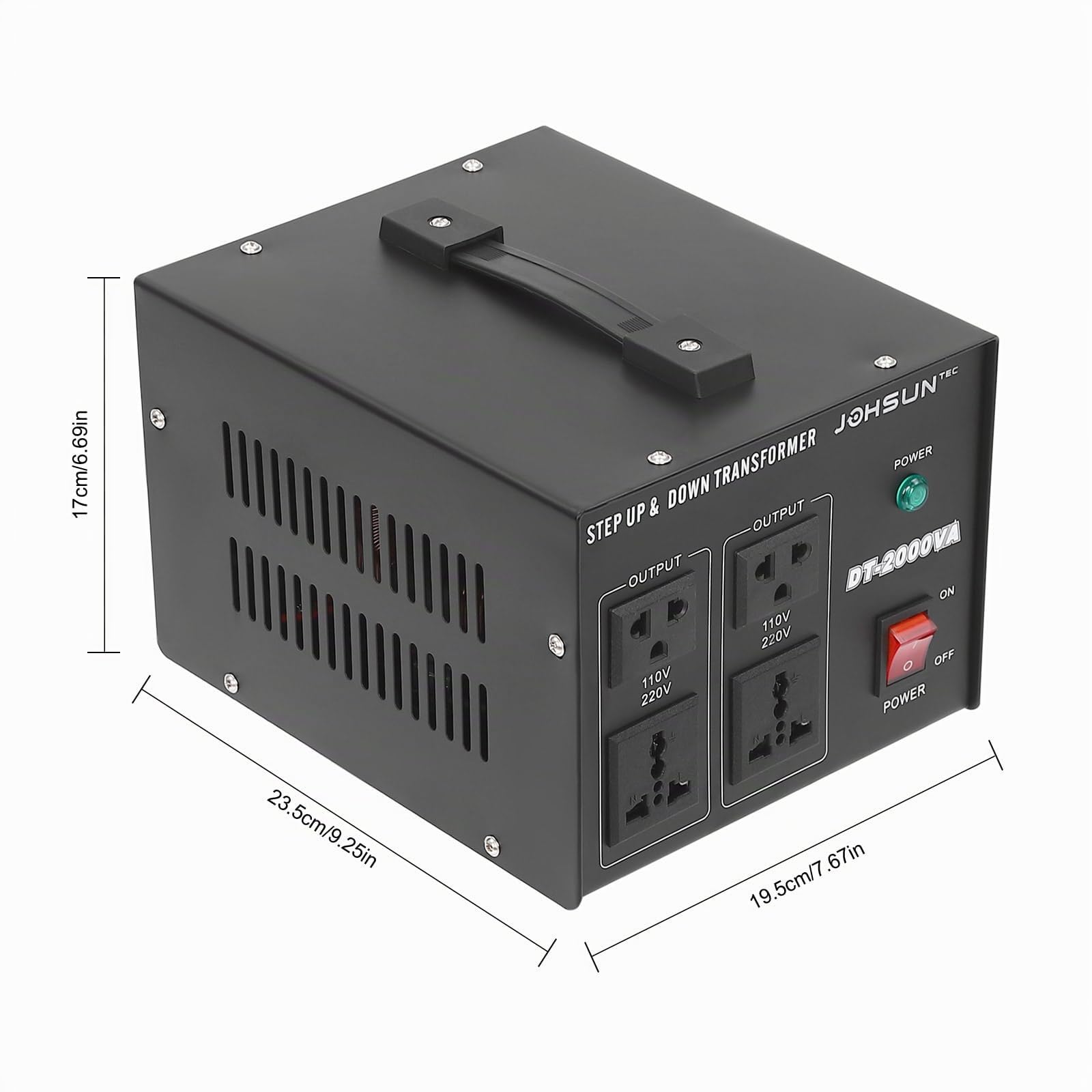 Trasformatore di tensione, convertitore Step Up/Down 110V⇋220V Konverter adattatore da viaggio per tutti i dispositivi elettronici ed elettrici (2000W), nero