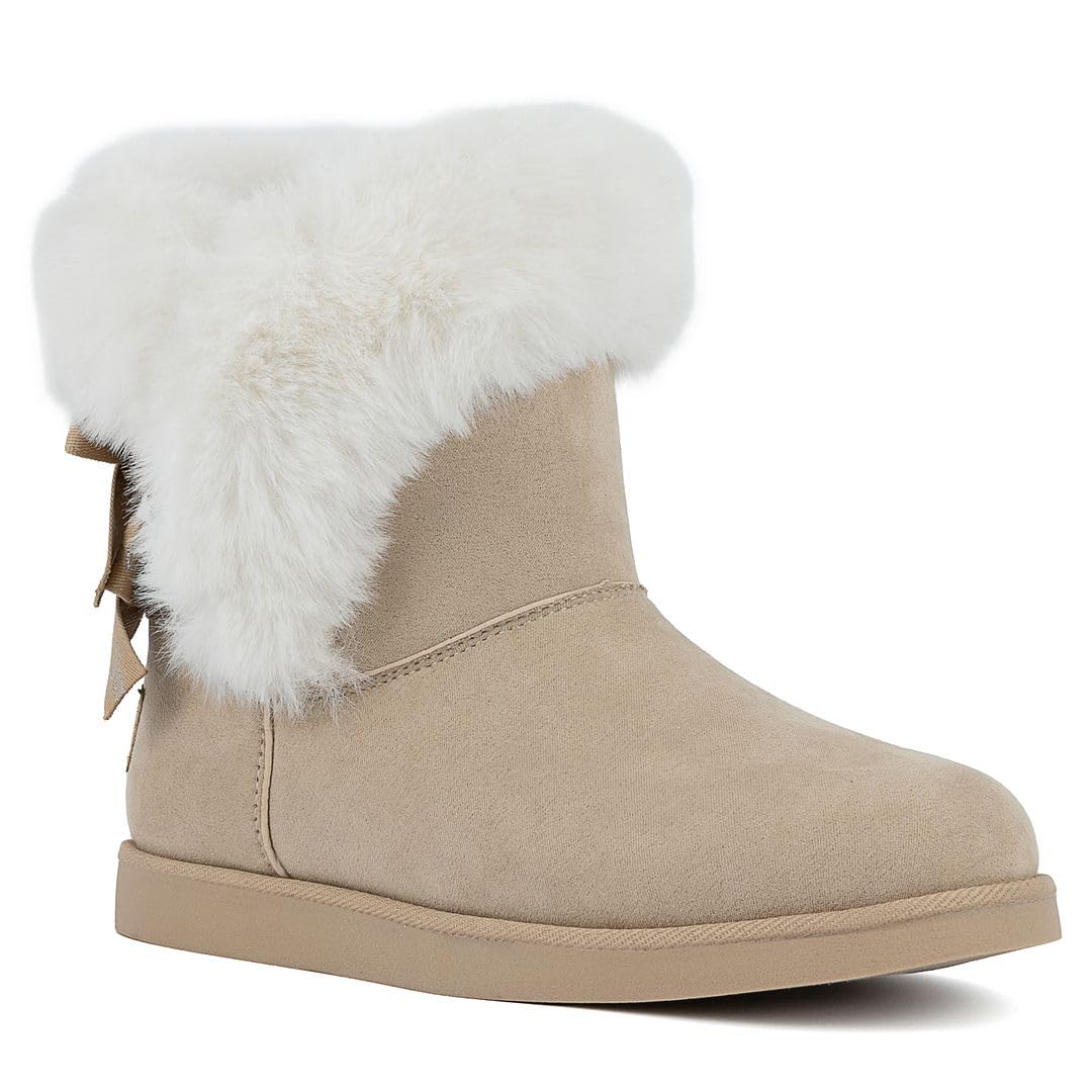 Juicy Couture Women's Slip On Winter Snow Boots Warm & Insulated Fur Lining Comfortable Fashion Booties