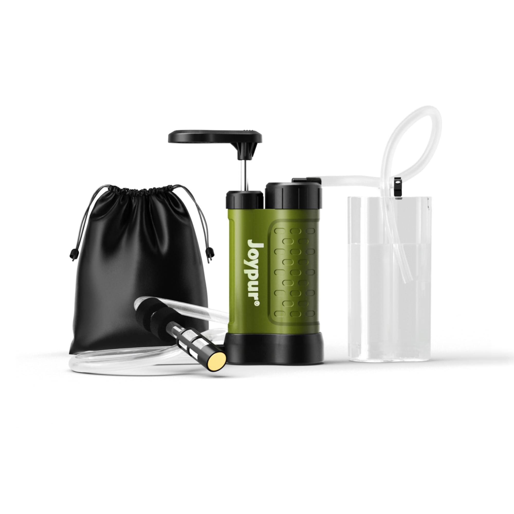 Filtre à Eau Portable 5 Étapes 0,01 μm, Pompe Filtrante Manuelle avec Gobelet 480 ml, Préfiltre Externe, Léger 340 g, pour Randonnée, Camping, Trekking et Activités en Plein Air（K8192-green）