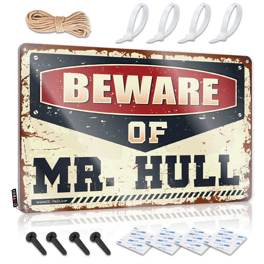 Home Gym Decor, Vintage Wall Decor Man Cave Sweet Beware Of Mr. Hull | Rustic Shabby Chic Wall Art(30X40CM)