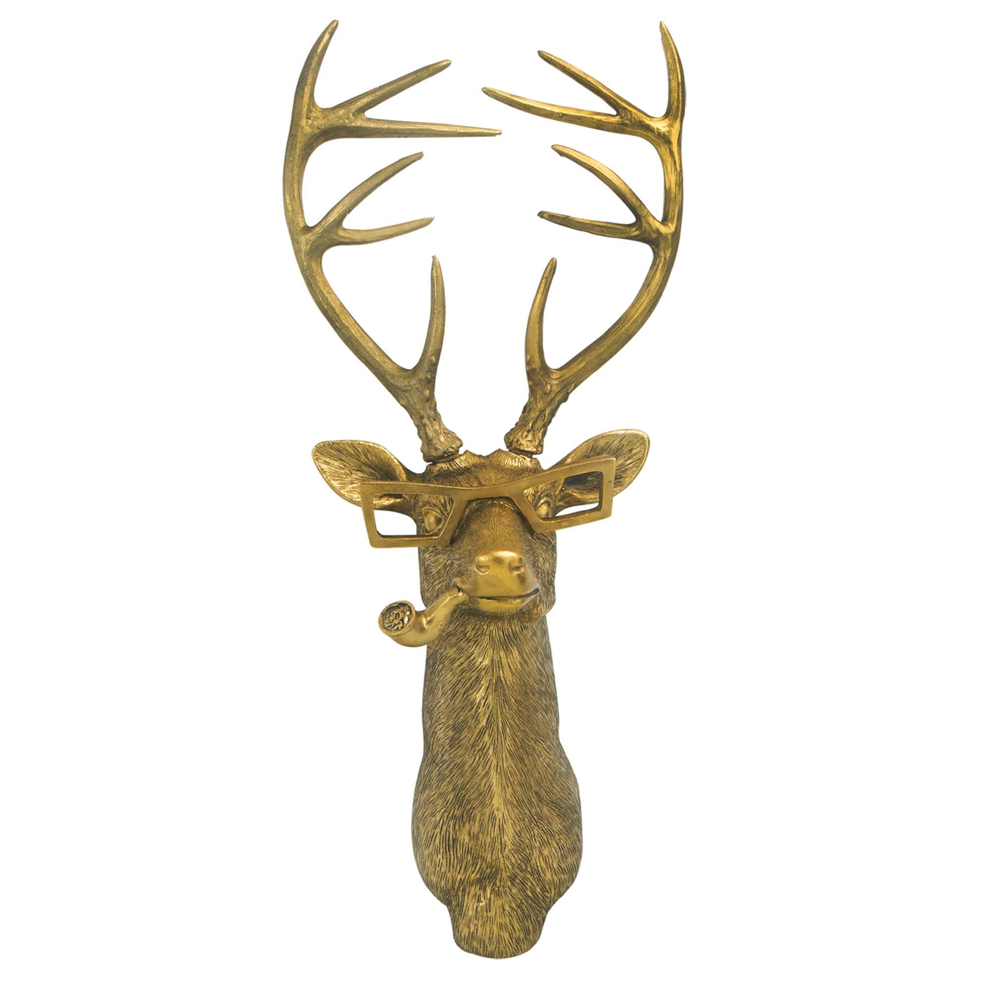 Yo Vryncal Deer Head Wall Mount Decor,Animal Wall Art Decor Antique Bronzed Wall Hanging Ornaments Art Wall Sculptures Resin Animal Head Wall Hanging