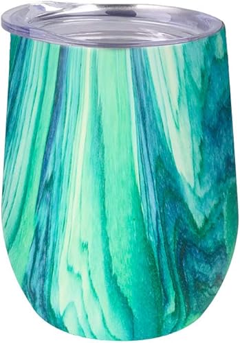 Miniatura 6 de Taza de vino de acero inoxidable de 12 onzas, tapa de café sin tallo, doble pared de vidrio, botella de viaje con pajilla, botella de viaje, cóctel,