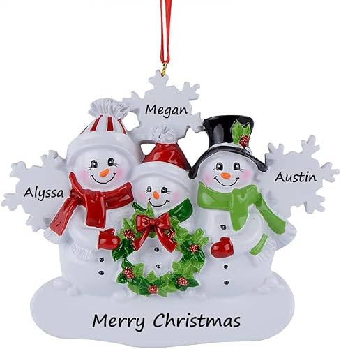 Adornos de Navidad personalizados con diseño de muñeco de nieve, decoración de árbol de Navidad, regalos de reunión familiar para nietos, abuelos,