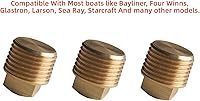 Vista 4 de DEWHEL Tapones de drenaje de latón NPT de 1/2 pulgada, 3 tapones de drenaje de repuesto para casco de barco para Bayliner Four Winns Glastron Larson