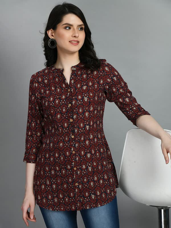 Image of Meesan Women's Casual Ethnic 3 /4 Sleeve Printed Tunic