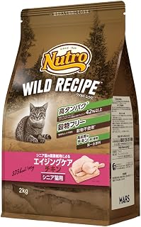 Nutro ワイルドレシピ シニア猫用 グレインフリー エイジングケア チキン 2kg ドライフード 総合栄養食 高齢猫用 キャットフード 猫 穀物フリー 高タンパク 厳選自然素材 香料・着色料 無添加 ニュートロ