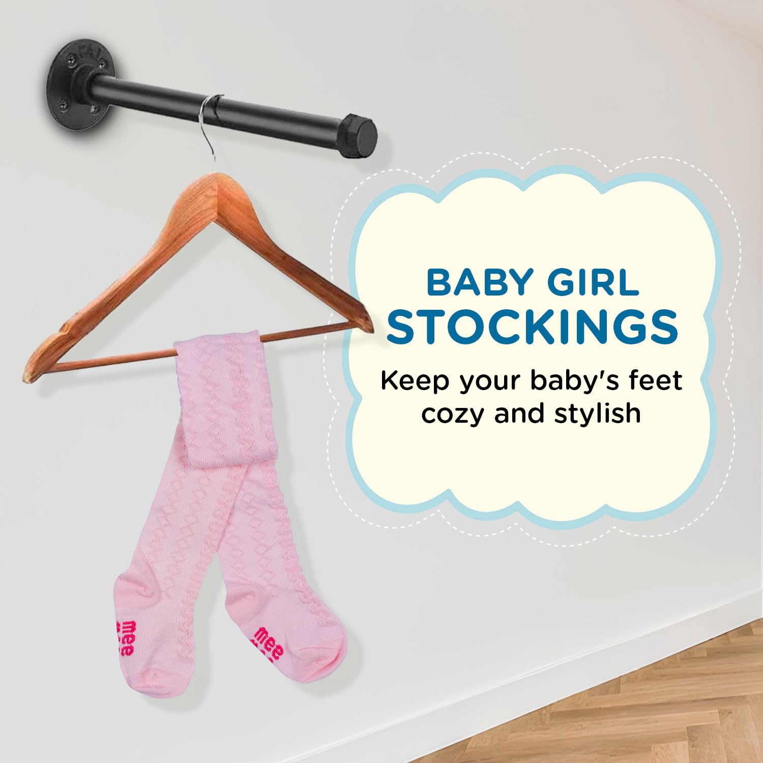 Mee Mee Baby Stockings | Unisex Lights | Full Length | 100% Cotton |Stretchable| Snug Fit |Unisex Stockings | Pk of 2-BLACK_PINK (3-4 YRS) - Image 6 thumbnail